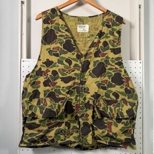 Vintage Rattlers Brand Duck Camo Hunting Vest Mens Large Made in USA Cotton Zip